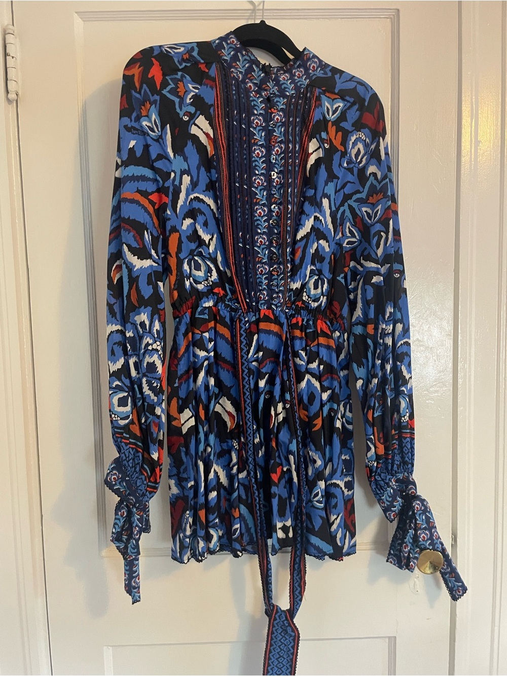 FARM Rio Black Toucans Scarf Long Sleeve Mini Dress Size M - Picture 3 of 4